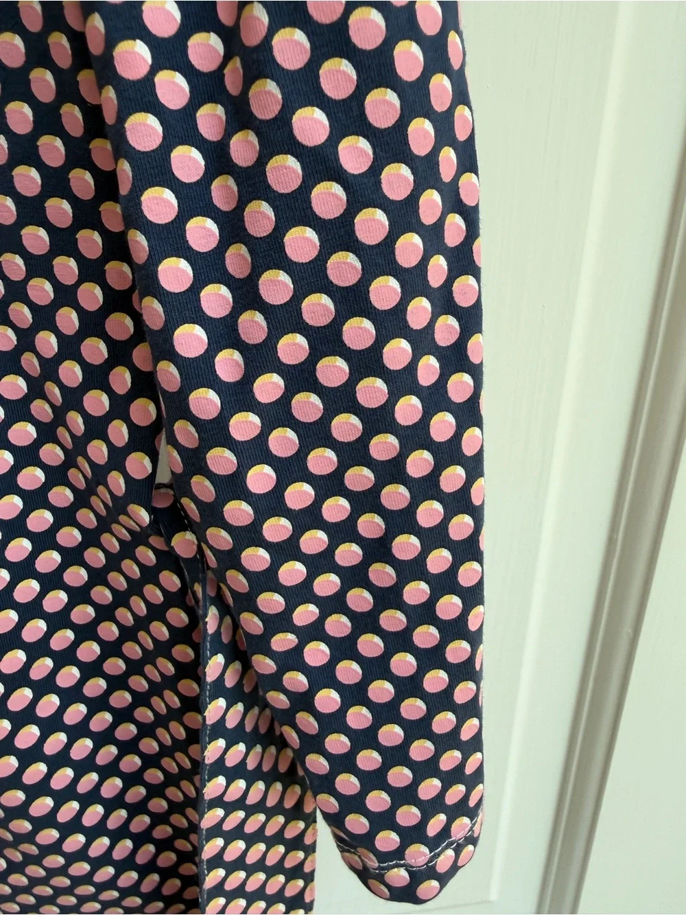 NWOT Toobydoo Girls 4 Long Sleeve Navy Shirt Dress with Pink Polka Dots